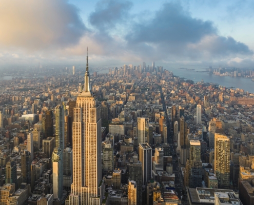 Aerial,Wide,Angle,Skyline,Panorama,Of,New,York,City,At