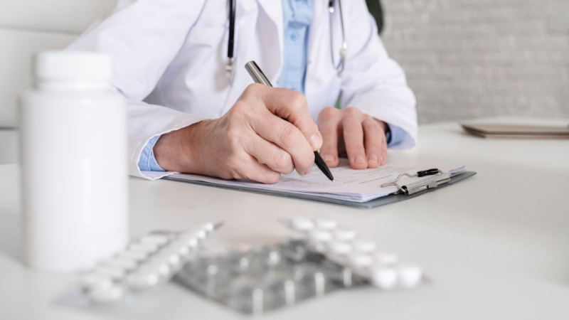Doctor,,Hands,Or,Writing,With,Script,For,Medical,Prescription,,Diagnosis