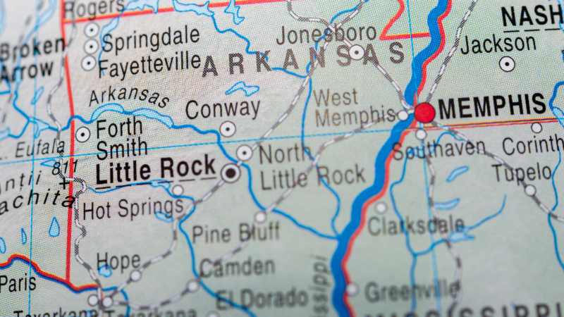 Map,View,Of,Arkansas,State