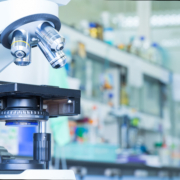 Close,Up,Of,Microscope,At,The,Blood,Laboratory,,Concept,Science
