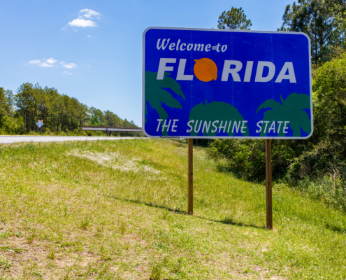 Welcome,Sign,Entering,The,State,Of,Florida,Southbound,From,Georgia