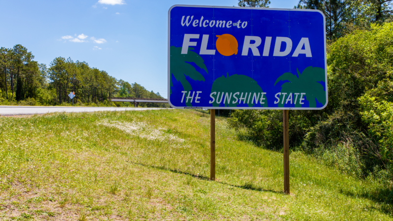 Welcome,Sign,Entering,The,State,Of,Florida,Southbound,From,Georgia