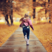 Girl,6-7,Runs,In,The,Autumn,Park