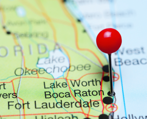 Boca,Raton,Pinned,On,A,Map,Of,Florida,,Usa
