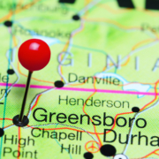 Greensboro,Pinned,On,A,Map,Of,North,Carolina,,Usa