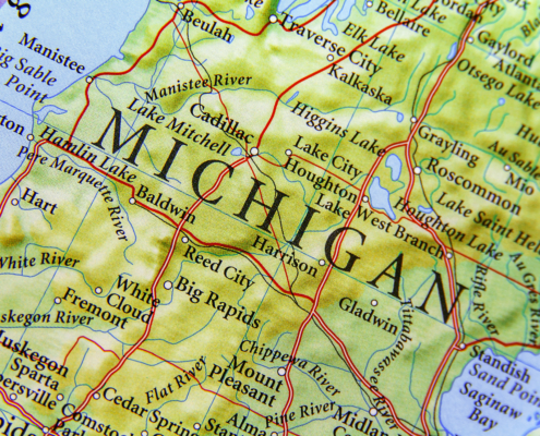 Geographic,Map,Of,Michigan,Close