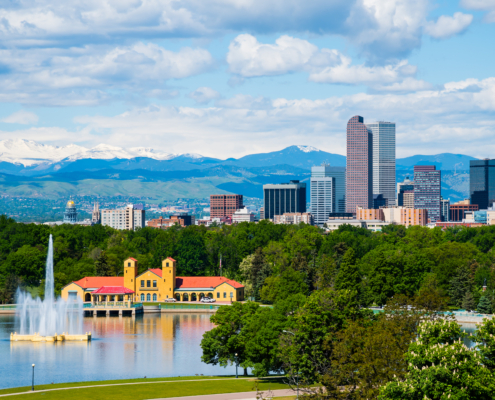 Denver,Colorado,Downtown,With,City,Park