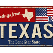 Greetings,From,Texas,Vintage,Rusty,Metal,Sign,On,A,White