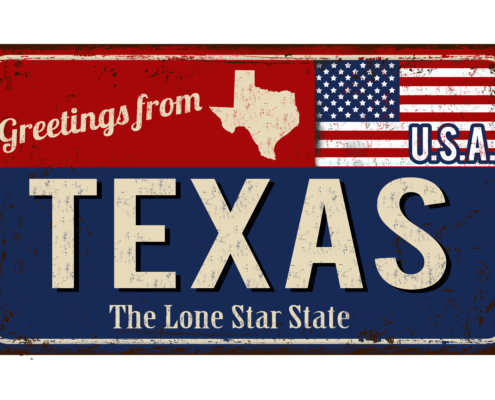 Greetings,From,Texas,Vintage,Rusty,Metal,Sign,On,A,White