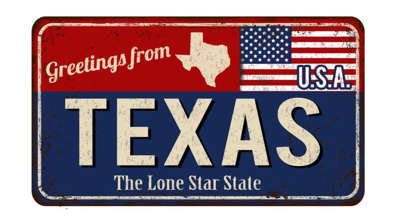 Greetings,From,Texas,Vintage,Rusty,Metal,Sign,On,A,White