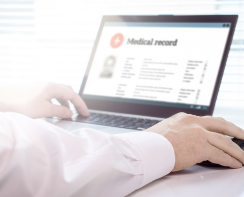 Doctor,Using,Laptop,And,Electronic,Medical,Record,(emr),System.,Digital