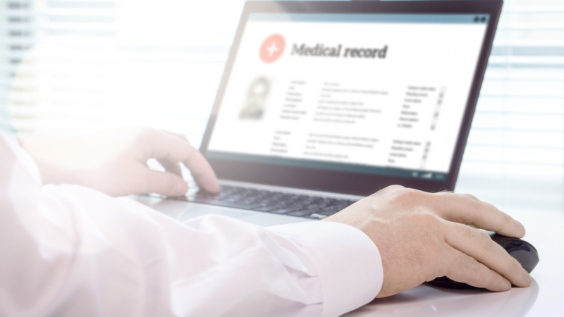 Doctor,Using,Laptop,And,Electronic,Medical,Record,(emr),System.,Digital